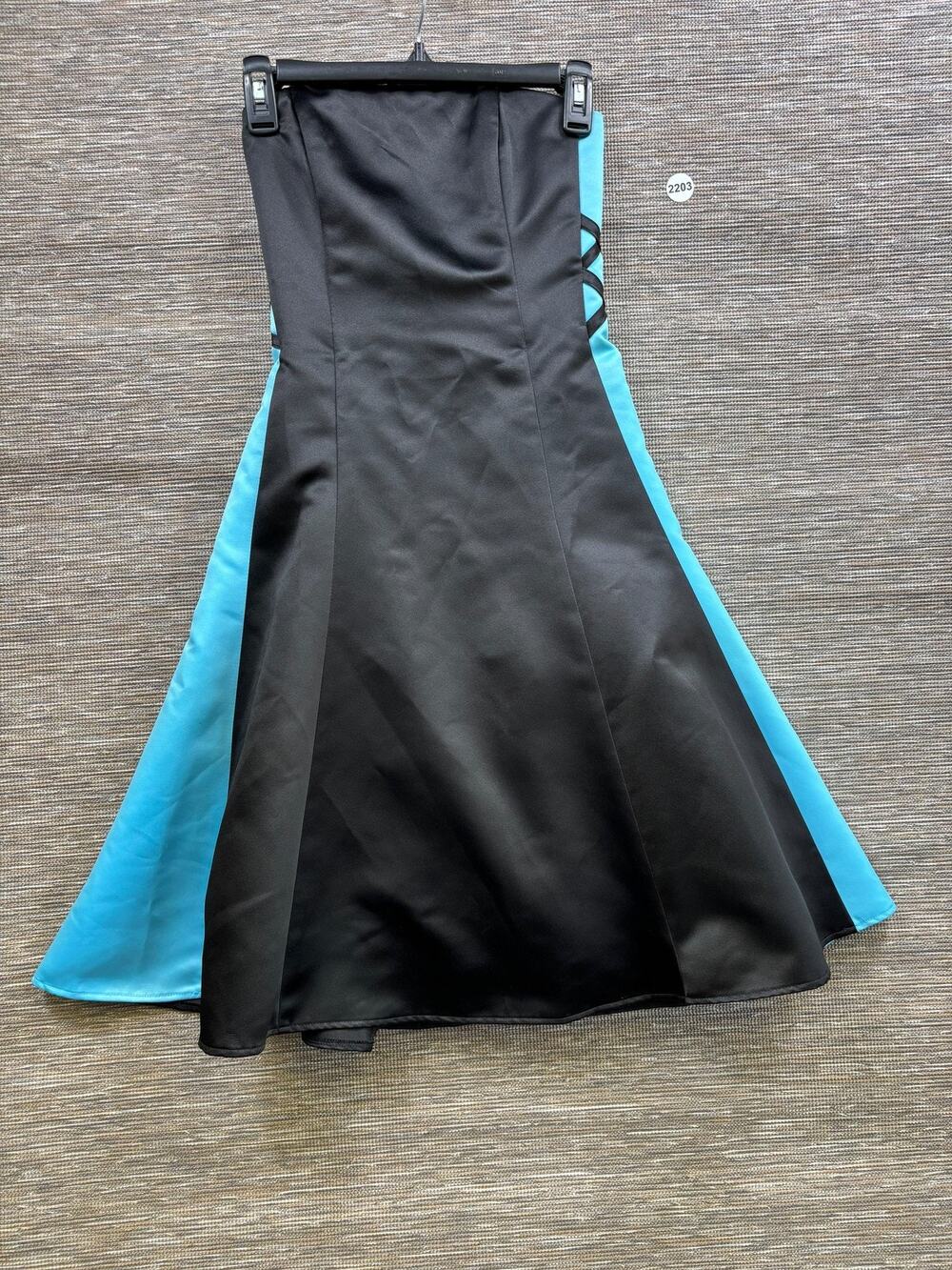 Jessica McClintock Gunne Sax Dress Juniors 3/4 Black Strapless Fit & Flare Party